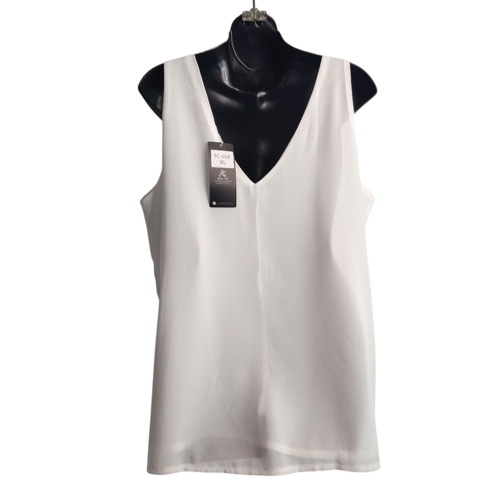 Alice Co Womens Top Blouse Shirt white Chiffon Sleeveless Lined Size X-Large NWT - Picture 2 of 9